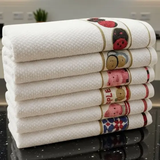 Kit C/ 10, 5 Ou 3 Panos de Prato e Copa Jacquard Atoalhado Felpudo 100% Algodão Alta Absorção Cozinha 45x65