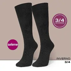 Kit 3 Pares Meia Inverno 3/4 Selene Algodão com Elastano / Seus pés sempre aquecidos neste inverno