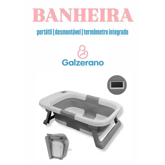 Banheira Bebê Galzerano Dobrável Portátil Com Termômetro - Conforto, Segurança E Praticidade