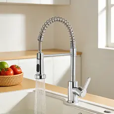 Torneira De Cozinha Premium Alça Única Misturador Com Extensor De Spray Tubo De Água Flexível Superior