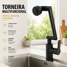 Torneira Moderna Giratória De 720 Graus Para Cozinha , Braço Robótico , Bolha Macia/Chuveiro , Modo Duplo , Ajuste Flexí