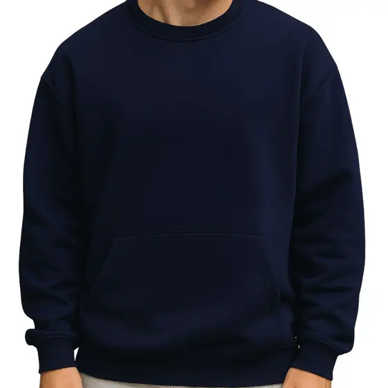Moletom Gola Careca Liso Premium Sem Estampa Com Bolso Unissex Blusa De Frio Flanelado Gola Redonda Casaco
