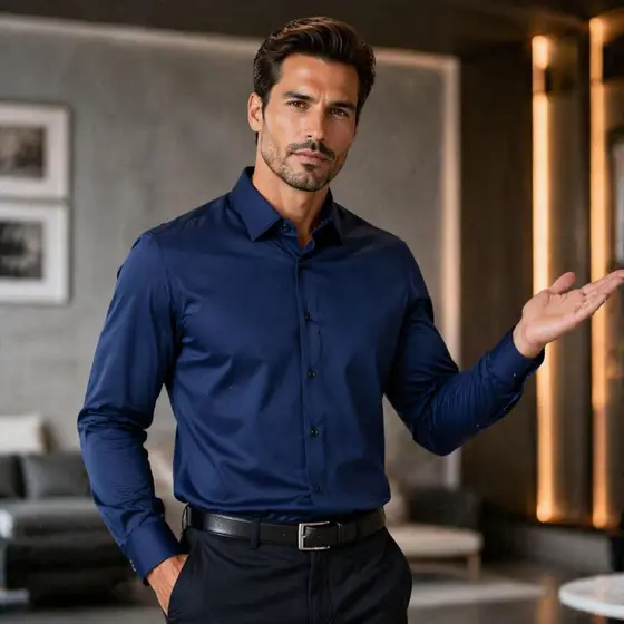 Camisa Social Masculina Slim Luxo Fibra De Bambu Elastano  Para Eventos e Trabalho