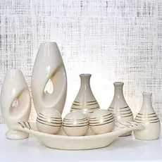 Kit 9 Jarros Decorados Trio Vaso Ceramica Enfeite Centro Mesa Sala enfeite Casa rack Aparador Nicho