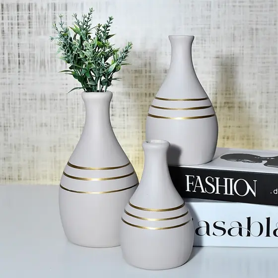 3 Peças Cerâmica vasos Moderno centro mesa Decorativo Enfeite Casa para Rack Sala Aparador Conjunto