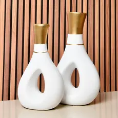 2 Peças Cerâmica vasos Moderno centro mesa Decorativo Enfeite Casa para Rack Sala Aparador Conjunto