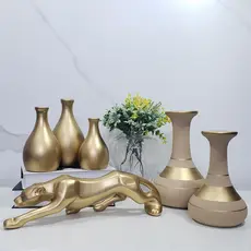 Conjunto Enfeite 6 Peças Kit Cerâmica Vasos Sala Completo Decorativas Trio Rack Centro Mesa Cozinha