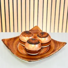 Enfeite Centro Mesa Prato Decorativo kit 3 Bolas Sala Ceramica Barca rack Desenho Fruteira Cozinha