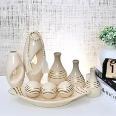 Kit 9 Vasos Decorativo Cerâmica colorido  Enfeite Centro Mesa Sala enfeite Casa rack Aparador Painel