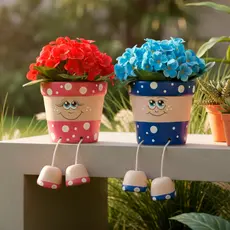 Vaso Cerâmica Cachepot Decorativo Kit 2 Decoração Jardim para Decorar Janela Varandas área Externa