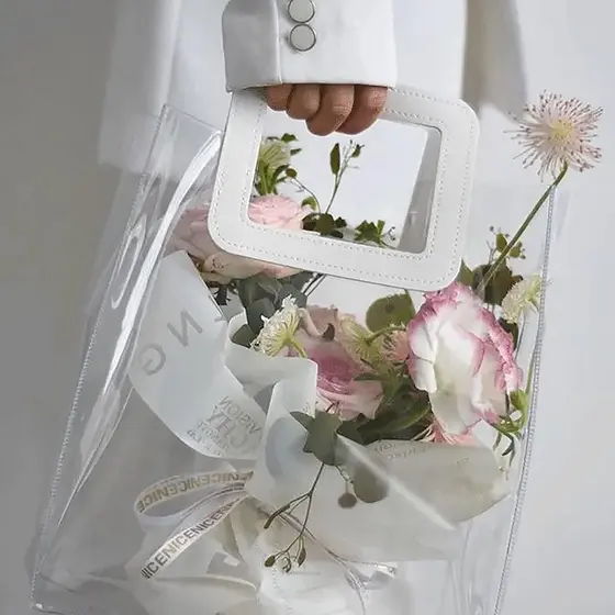Saco De Presente Em PVC Transparente Com Alça, Reutilizável Para Festas, Pacote Com 12 Ou 24 Unidades