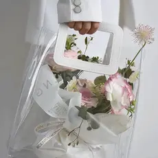 Saco De Presente Em PVC Transparente Com Alça, Reutilizável Para Festas, Pacote Com 12 Ou 24 Unidades