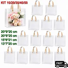 Kit 30/40/50 Sacolas de Presentes Transparente Fosca Reforçada PP com Alça Fibra Adequado Para Lanches Artesanais Bebida