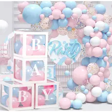 4 Cubos Baby Pintado / Decoração de Festa / Decoração Chá de Bebê e Revelação /Caixa transparente para balões com letras