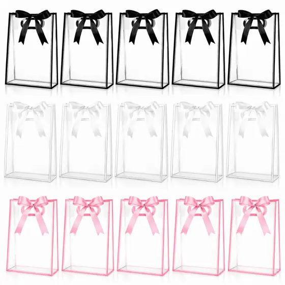 10/15/20/30 sacola transparente com alça grande reutilizáveis PP para Natal casamento festa aniversário