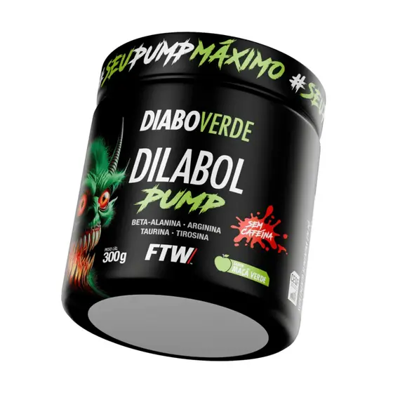 Pré-Treino Dilabol Pump  Pre-workout Sem Cafeína 300gr MAÇA VERDE - DIABO VERDE - FTW