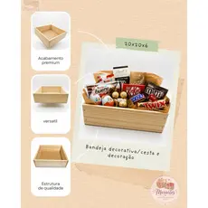 Cesta Decorativa 20x20x5 MDF e Pinus Para Presentes Café da Manhã
