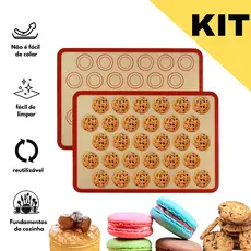 KIT Tapete De Silicone E Fibra De Vidro Culinário 42x30cm poder usar no forno casa