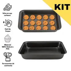 KIT2 Formas Retangular Antiaderente Grande Bolo Lasanheira