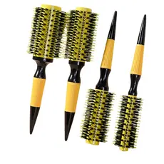 Escova De Cabelo Térmica Aleatório Cerdas De Javali Mista Madeira