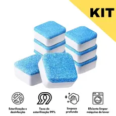 KIT 20 Pastilhas para Limpeza de Máquinas de Lavar Roupas Efervescentes Multifuncional
