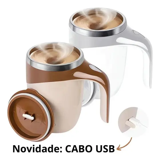 Caneca Mixer Termica Magnetica Automatica Cafe Bateria Recarregavel USB