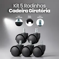 Kit 5 Rodinhas Cadeira Giratória Escritório Executiva Secretaria Gamer Anti Ruido