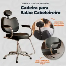 Cadeira Cabeleireiro Cadeira Para Salão Beleza Barbearia Barbeiro Maquiagem Hidráulica Fixo