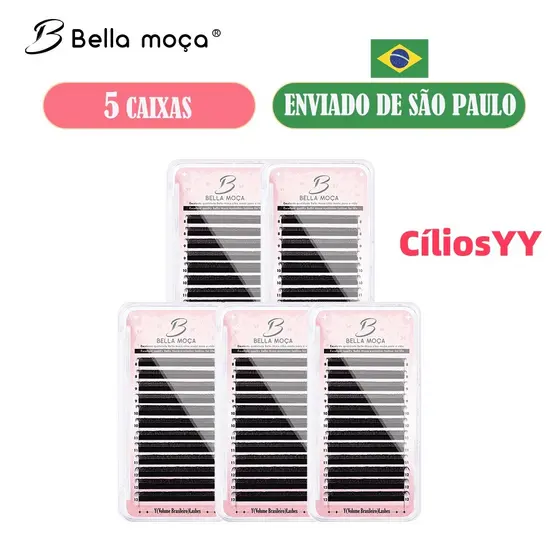 Kit 5 Bella Moça Cílios YY Remessa de São Paulo 0.07D/L+/M Cílios Pretos Fox Eyes