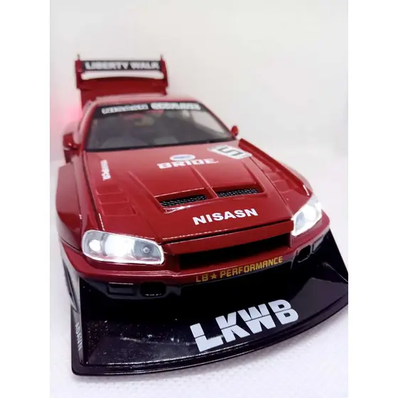 Miniatura Nissan Skyline GTR R34 Liberty Walk 1:24 metal Diecast colecionável
