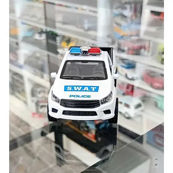 Miniatura Carrinho Metal 1/36 Toyota Hilux Police SWAT Abre As Portas