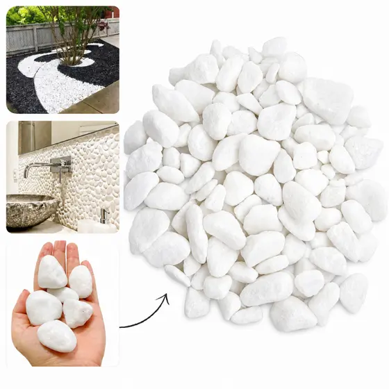 Pedra Seixo Branca Dolomita 10kg 15kg 20kg Pedra Decorativa para Vasos e Jardins Aquarios