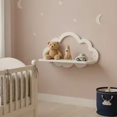 Prateleira Nuvem Infantil 27 cm para Quarto de Bebê | Nicho Decorativo Branco | Peça Única | Kit de Fixação