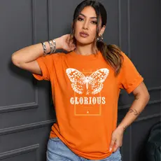 Blusa Feminina T-Shirt Borboleta Tendencia Algodão 100% Gola Básica