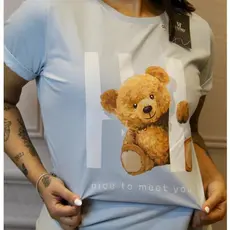 Blusa Feminina T-Shirt Urso Ted Hi Algodão 100% Gola Básica Conforto
