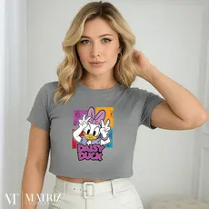 Cropped T-Shirt Feminina Daisy Duck Margarida Algodão Premium Oversized