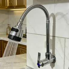 Torneira De Cozinha Montada Na Parede , Água Fria , Alça Única , 2 Modos , Torneiras , Montagem