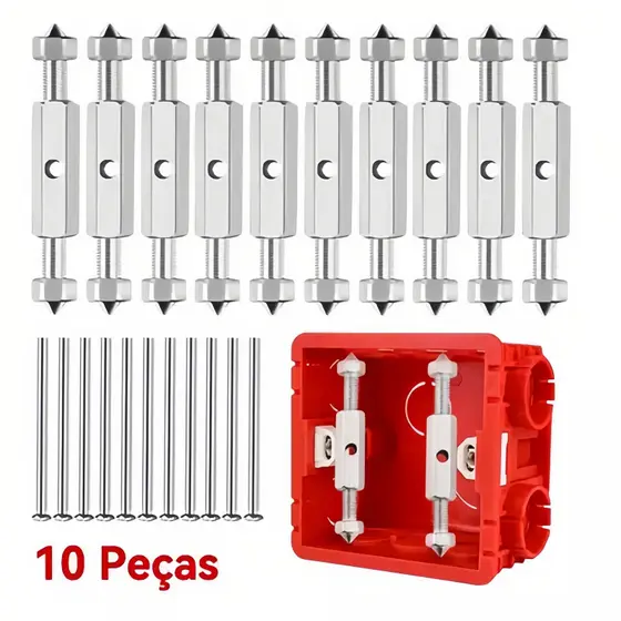 Reparador De Caixa De tomada e Interruptor 4 x 2 De Haste universal com 10 peças