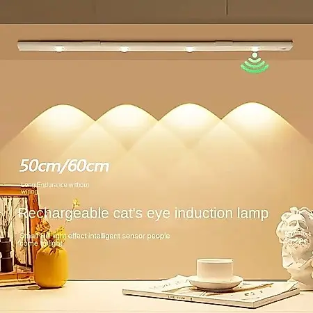 60/50cm LED luz sem fio inteligente Sensor guarda-roupa quarto carregamento USB conveniente