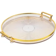 Bandeja Organizadora Decorativa Multiuso Para Servir Nórdica Com Alça e Detalhe em Dourado Decoração de Mesa
