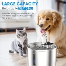 Aço Inoxidável Fonte para Gatos com Filtro 3L Dispensador de água para Cães Bebedouro Gato Automático Super Silencioso