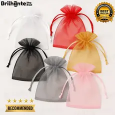Kit 50/100 Saquinho Organza7*9 9*12 10*15 Saco Para Lembrancinhas Decoração Presente Festa Casamento