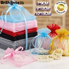Kit 25/50/100 Un Saco Saquinho Organza Tule Saquinho 7x9 9x12 10x15 Branco Festa Casamento Natal