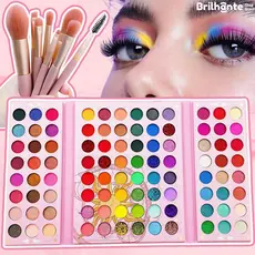 Paleta De Sombra De Olho Em 96 Cores Perolada / Fosca / Com Glitter / Longa Duração Beleza+ Pincéis de Maquiagem