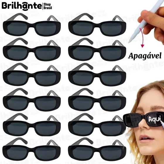 Kit 5/10/20/30 Oculos Vintage Retro Preto Liso + Caneta Giz Festa Casamento Época de formaturas