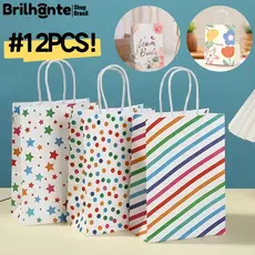 Saco do Presente Rainbow Polka Dot Listrado 21x15x8cm para Festa de Aniversário e Dia das Bruxas