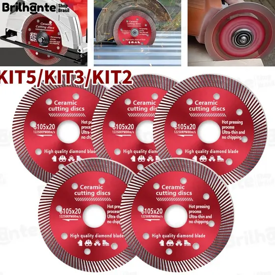 KIT5/3/2 Disco De Corte De 105 mm x 20 mm Superfino Diamantado Para Porcelanato De Pedra Cortador De Cerâmica