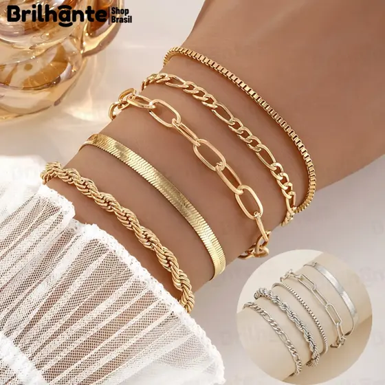 5 Pulseiras De Aço Inoxidável Hipoalergênicas, Resistentes A Manchas E à Prova d'água