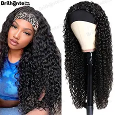74CM Peruca Cacheada Peruca longa de faixa na cabeça Peruca de cabelo cacheado Para uso diário