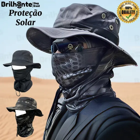 Boonie Chapéu Balaclava Terno Dobrável Macio Proteção Solar Boné De Pesca Respirável Pescador Caça Ao Ar Livre Amplo